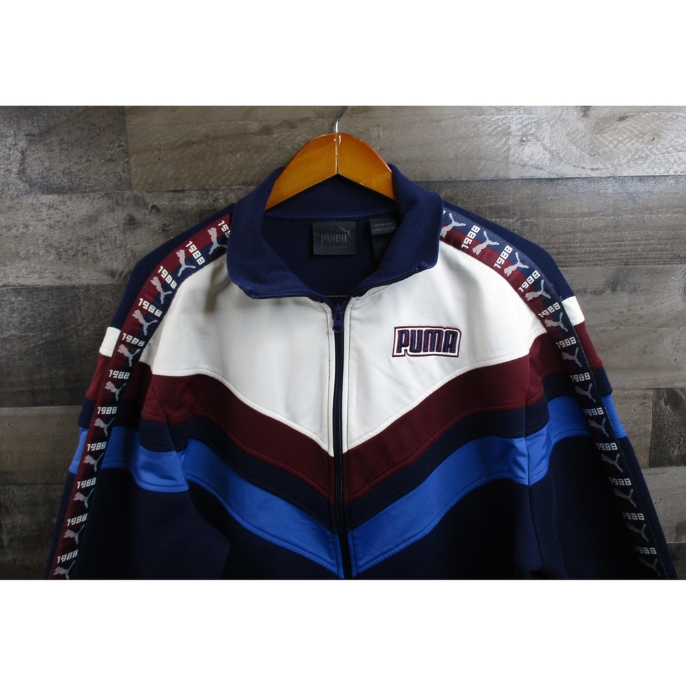 Puma Rihanna Fenty Jacket Womens Medium Navy White Colorblock Track Full Zip